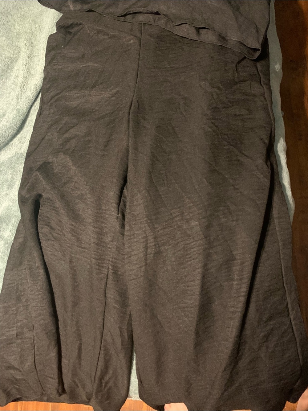 Black flowy pants with matching shirt
